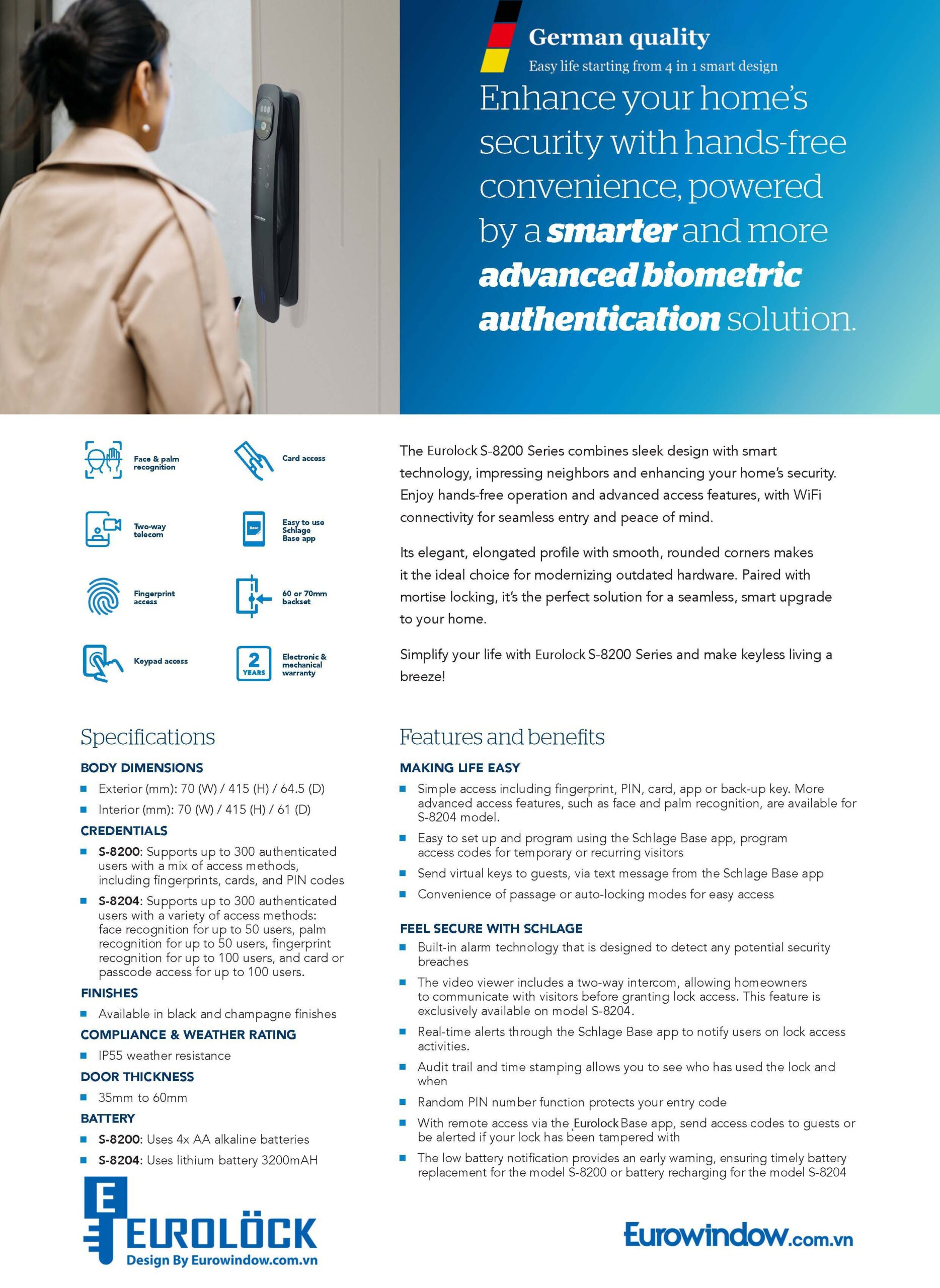 EUROLOCK S-8200 Design By Eurowindow.com.vn Eurolock S 8200 Series Digital Door Lock Brochure 0625 2 scaled